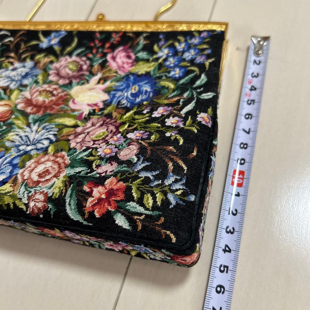 美品◆プチポアン　2WAYアンティークバッグ　花柄刺繍　バッグ＆ケース