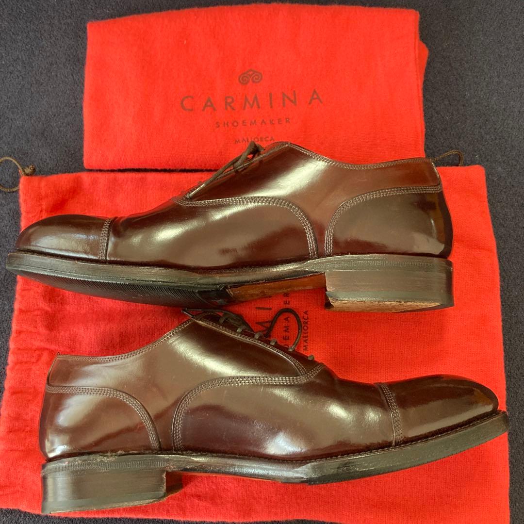 【えむと】カルミナCARMINAシェルコードバンストレートチップ7ボルドー