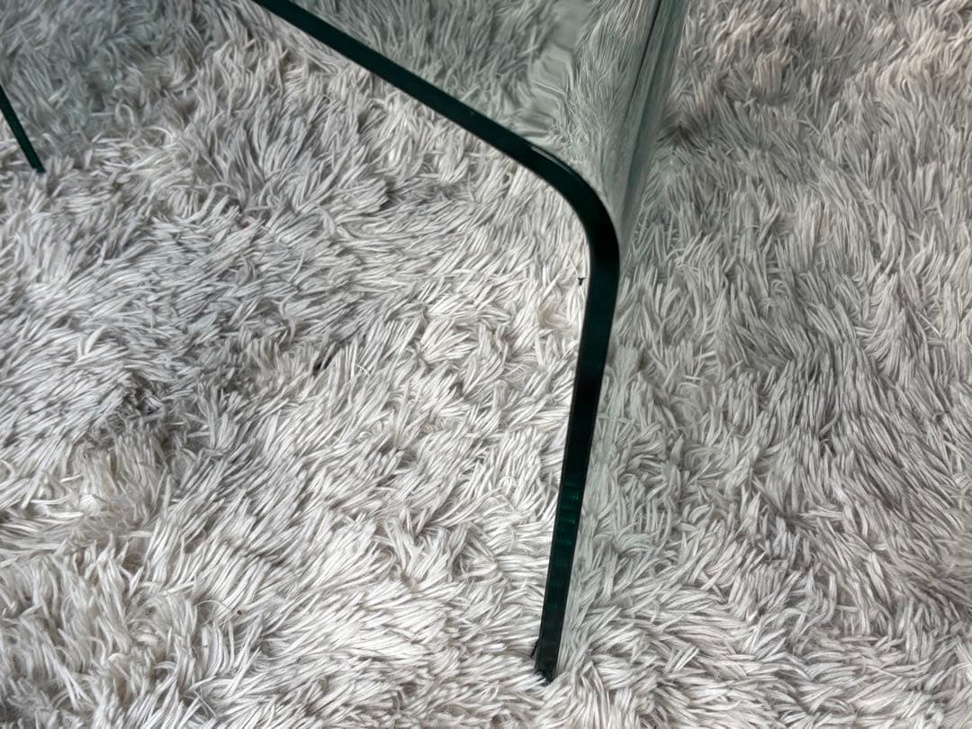 ②ガラステーブル　サイドテーブル　ローテーブル　斜めテーブル　高級家具　IZG