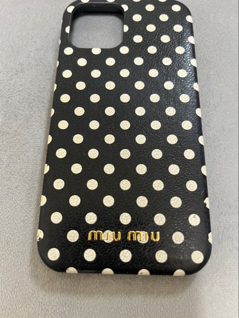 miumiu ドット柄レザースマホケース　iPhone12Pro Max