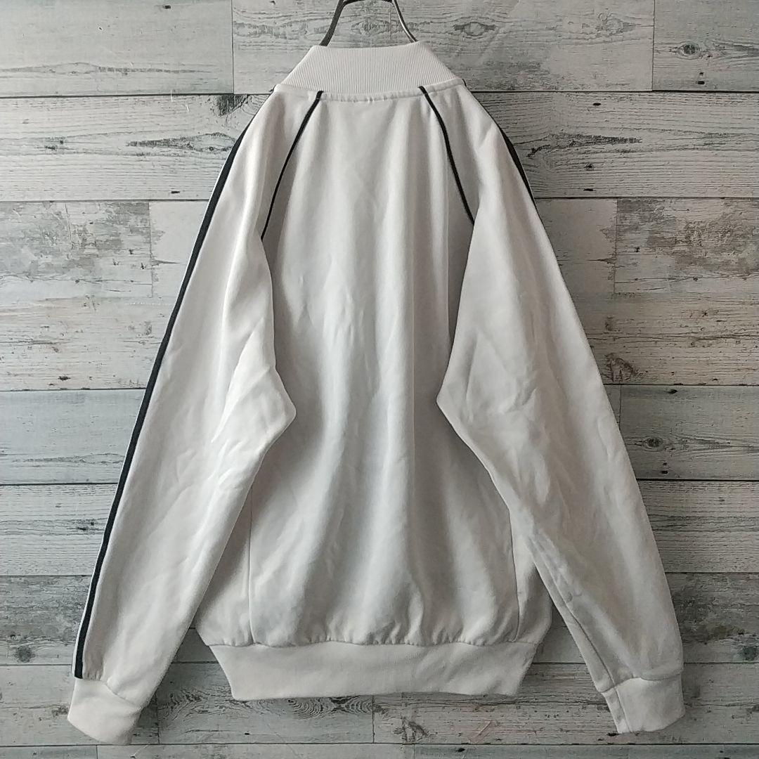 人気☆アディダス 刺繍ロゴ スリーライン トラックジャケット O 白×黒