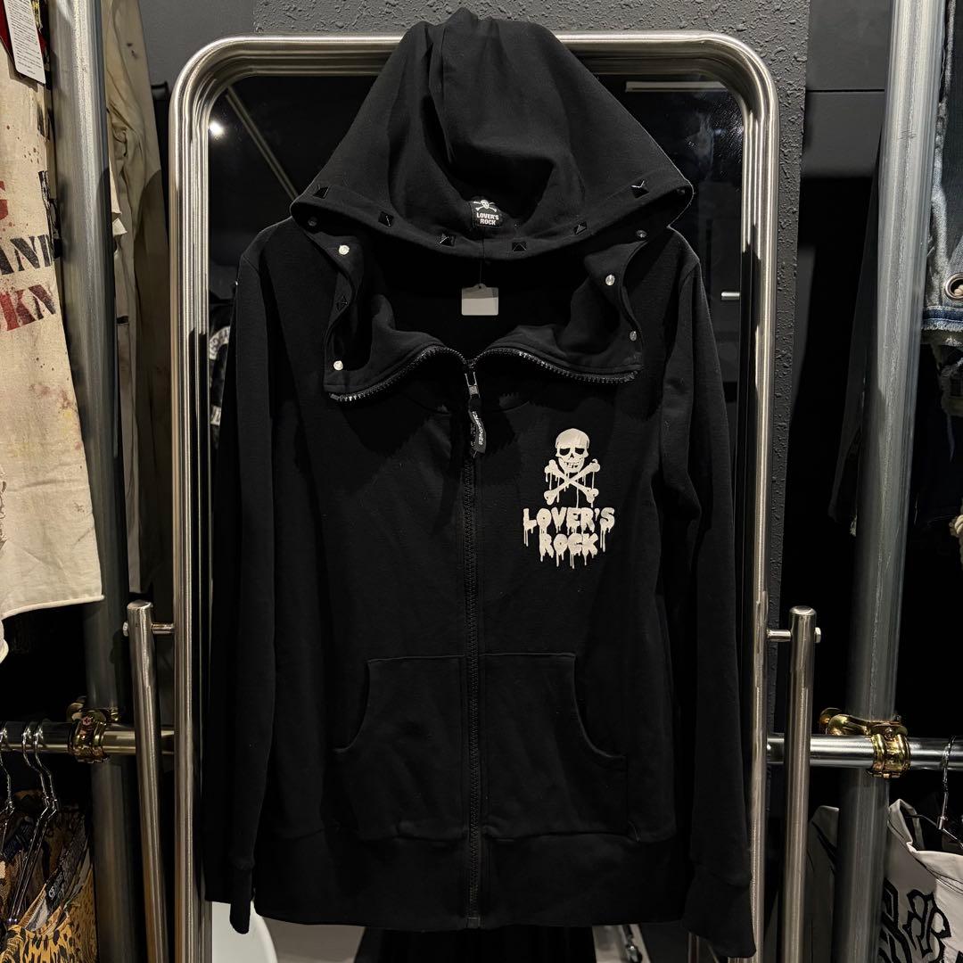 スーパーラバーズ　ハイネックジップアップパーカー　ドクロ　グランジ