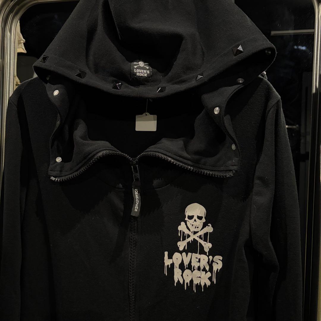 スーパーラバーズ　ハイネックジップアップパーカー　ドクロ　グランジ