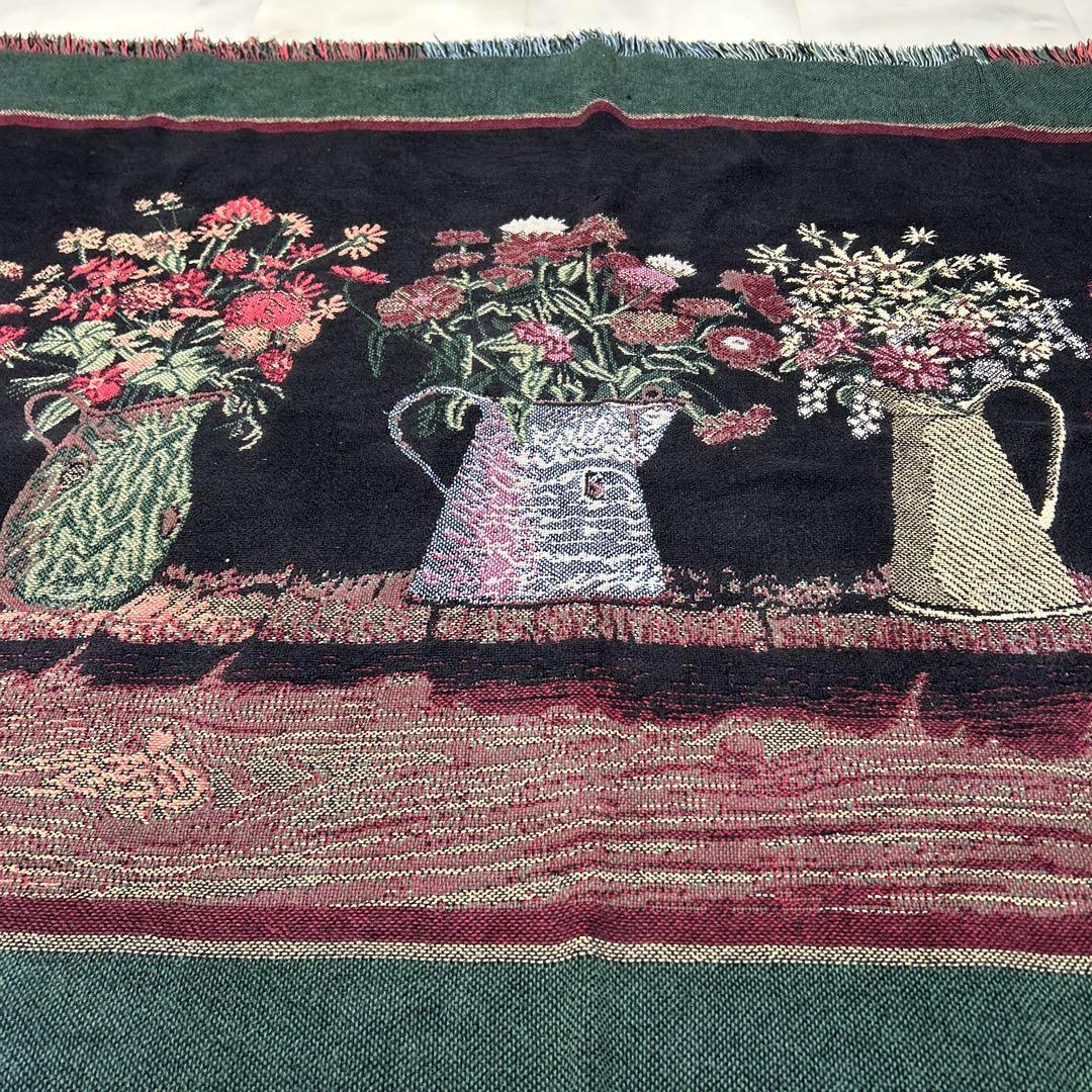 花　花瓶　マルチカバー　ソファーカバー　ヴィンテージラグ　120x165