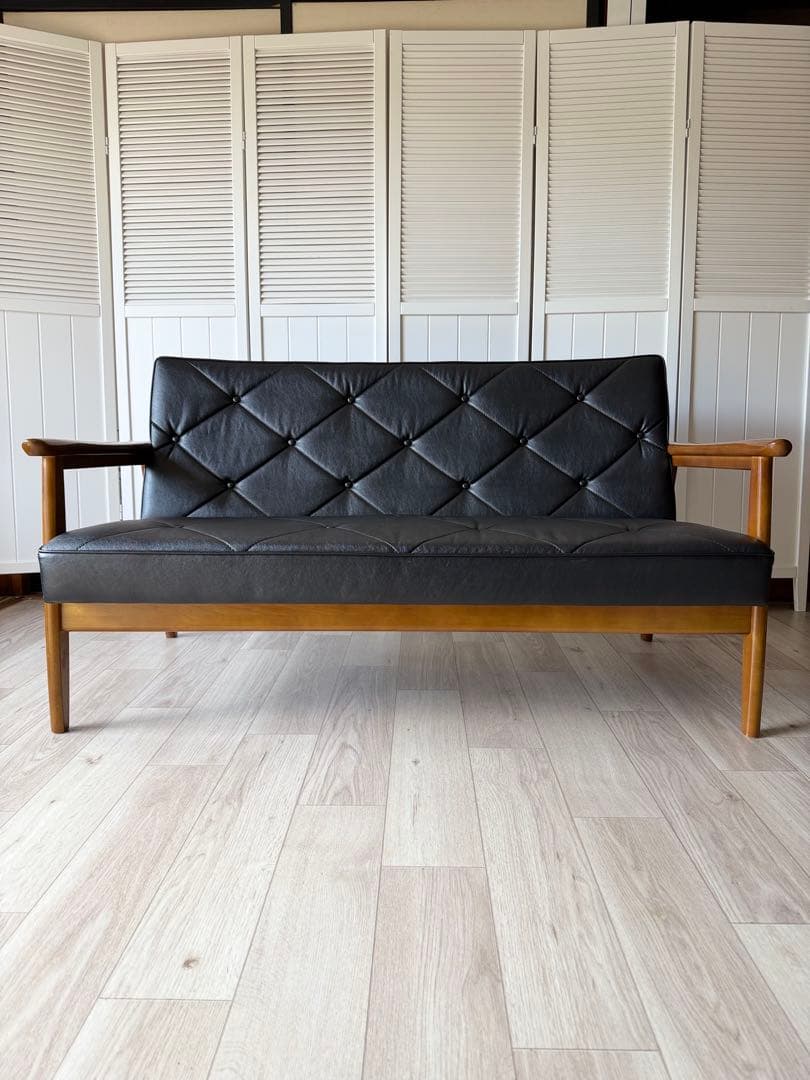 boys カリモク Kチェア ブラック 2P 2人掛け ソフトレザー