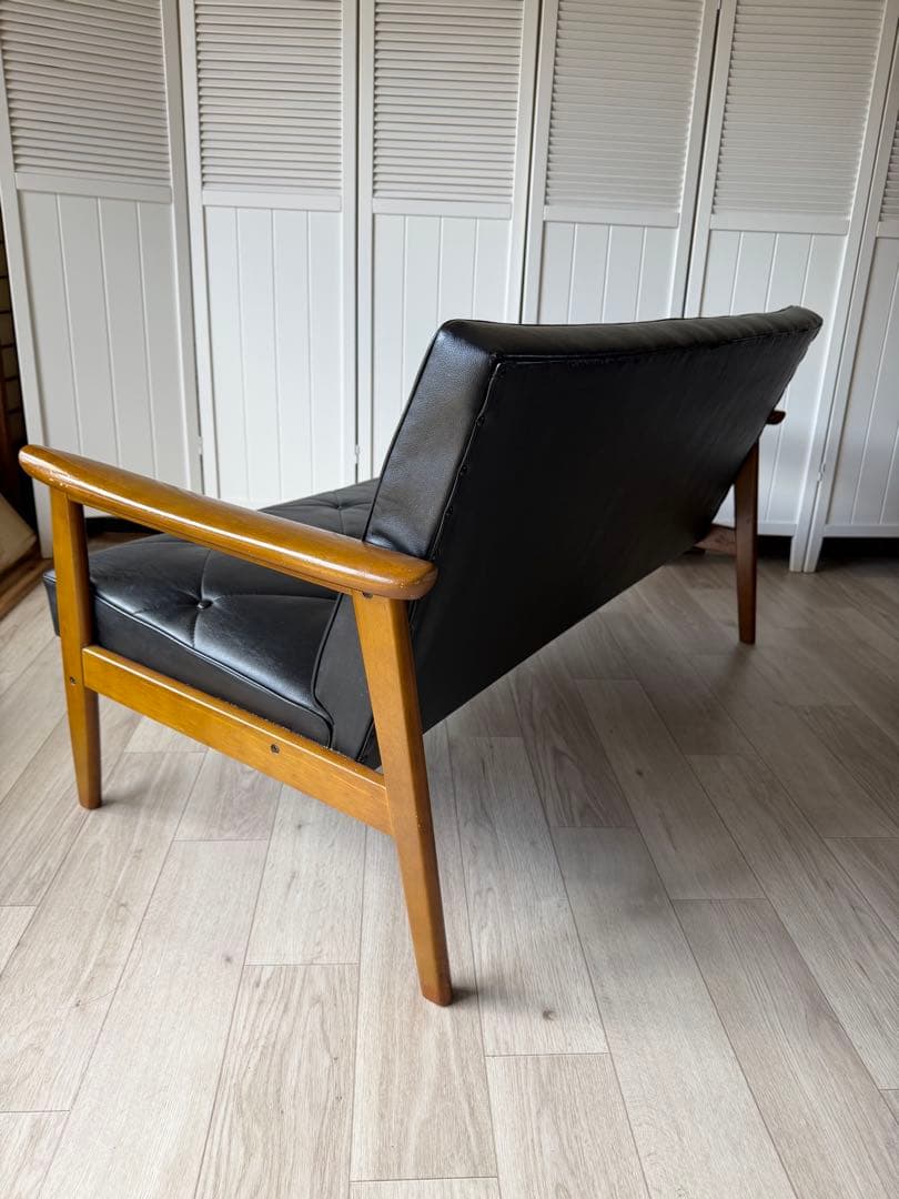 boys カリモク Kチェア ブラック 2P 2人掛け ソフトレザー