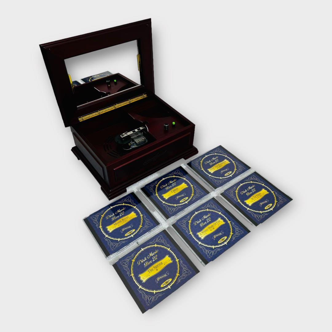 7434.フジゲン ディスクオルゴール 20弁 ディスク6枚 ミラー付