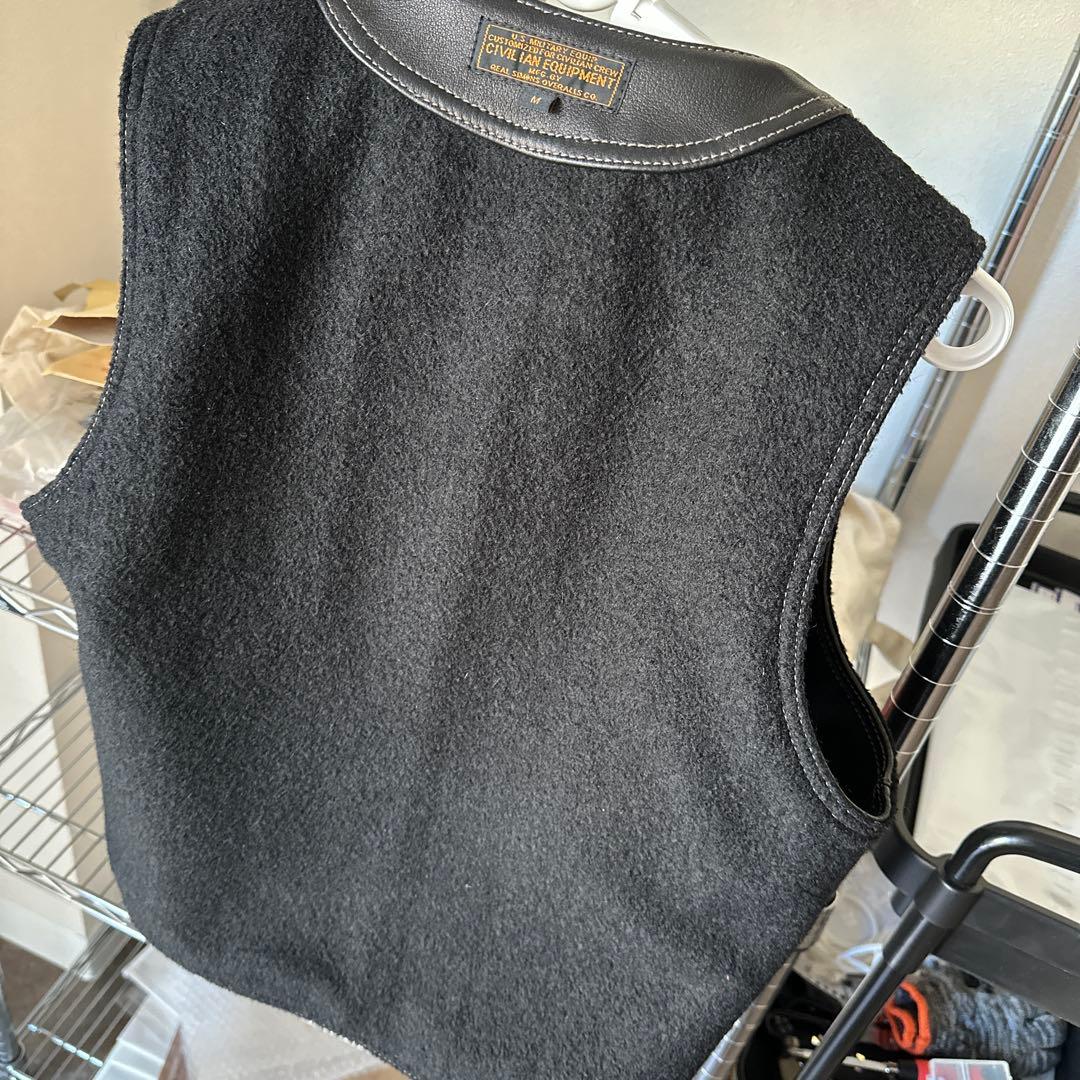 鹿革ベスト M ニュージーランド産ディアスキン WWⅠミリタリー ムートン裏地