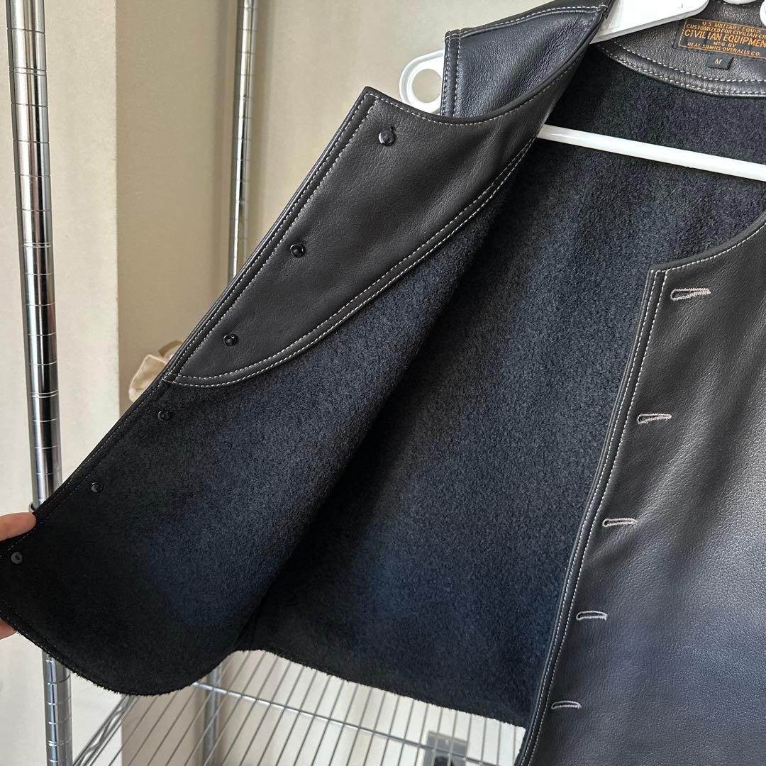 鹿革ベスト M ニュージーランド産ディアスキン WWⅠミリタリー ムートン裏地