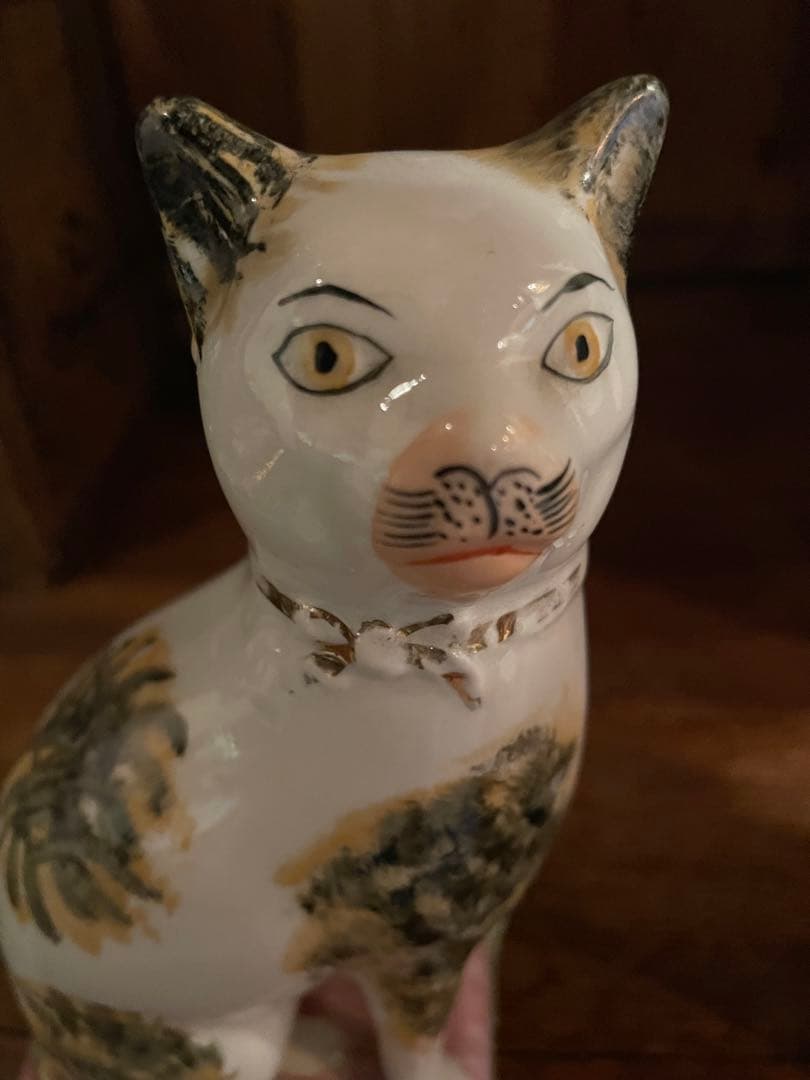 アンティーク雑貨 ANTIQUE STAFFORDSHIRE POTTERY SEATED CAT
