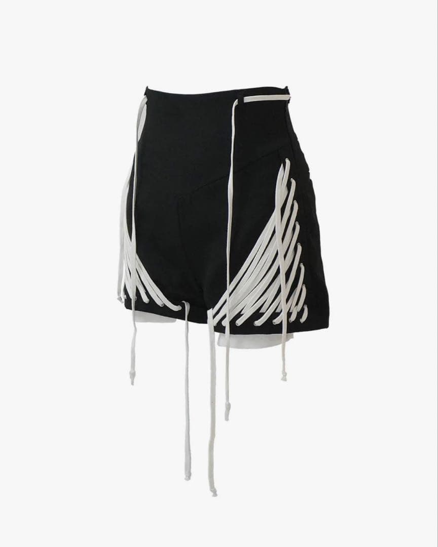 theredthread S lace up shorts black Sサイズ