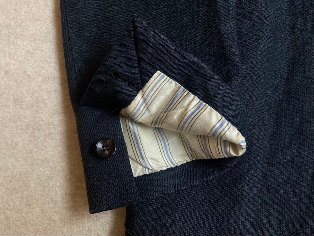 アルフォンソシリカ テーラードジャケット 44 ネイビー 麻