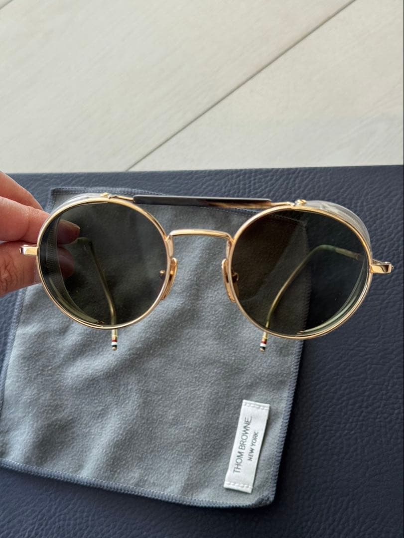 THOM BROWNE チタンサイドシールドゴールドサングラス
