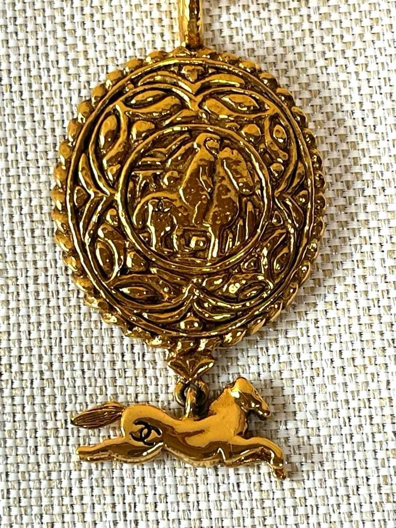 【希少・美品】CHANEL シャネル ヴィンテージ ネックレス ゴールド　馬
