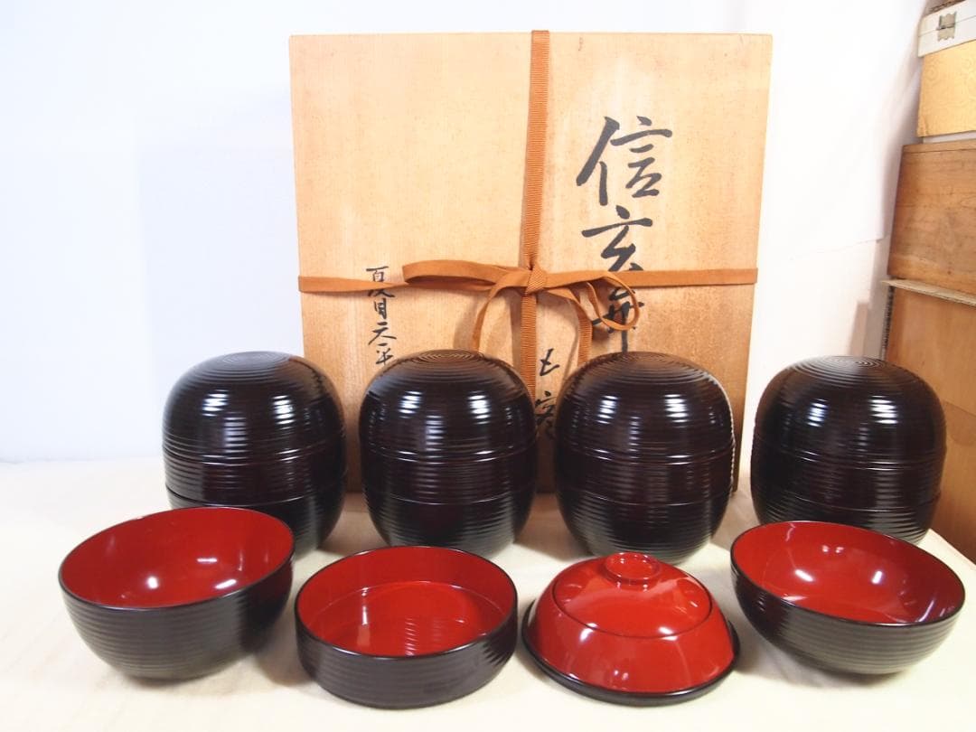 【未使用】信玄弁当 5客 夏目天平堂造 弁当箱 漆器/食器 行楽/行事/イベント