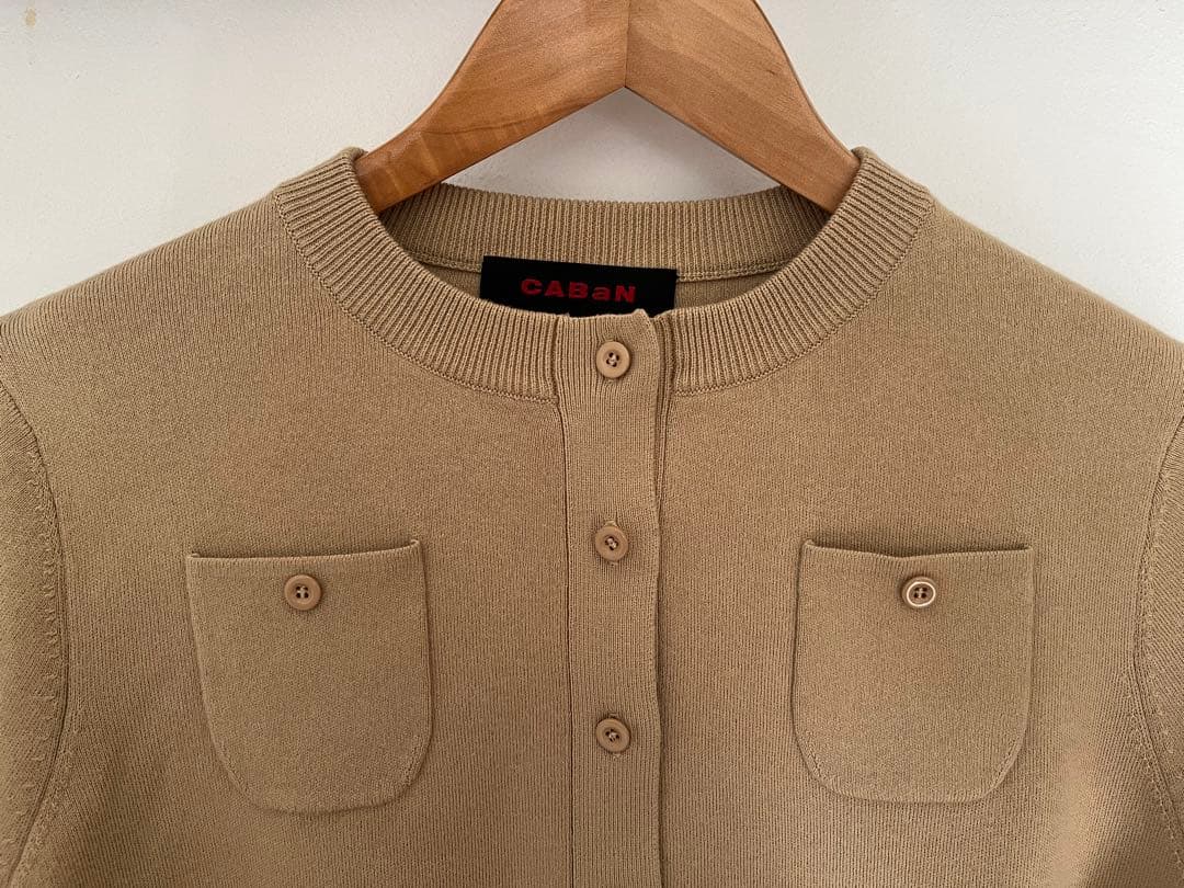 コットンカシミヤ クルーネックカーディガン　CABaN ベージュ