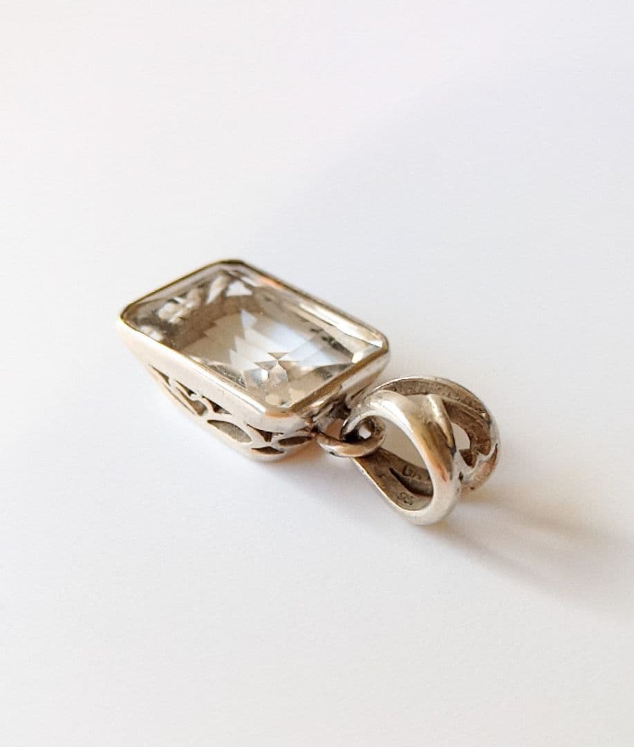 【希少・美品】高純度シルバー✕天然クリスタル（ヒマラヤ水晶）ペンダントトップ