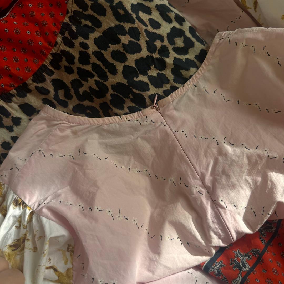 GANNI パッチワークワンピース ピンク レオパード