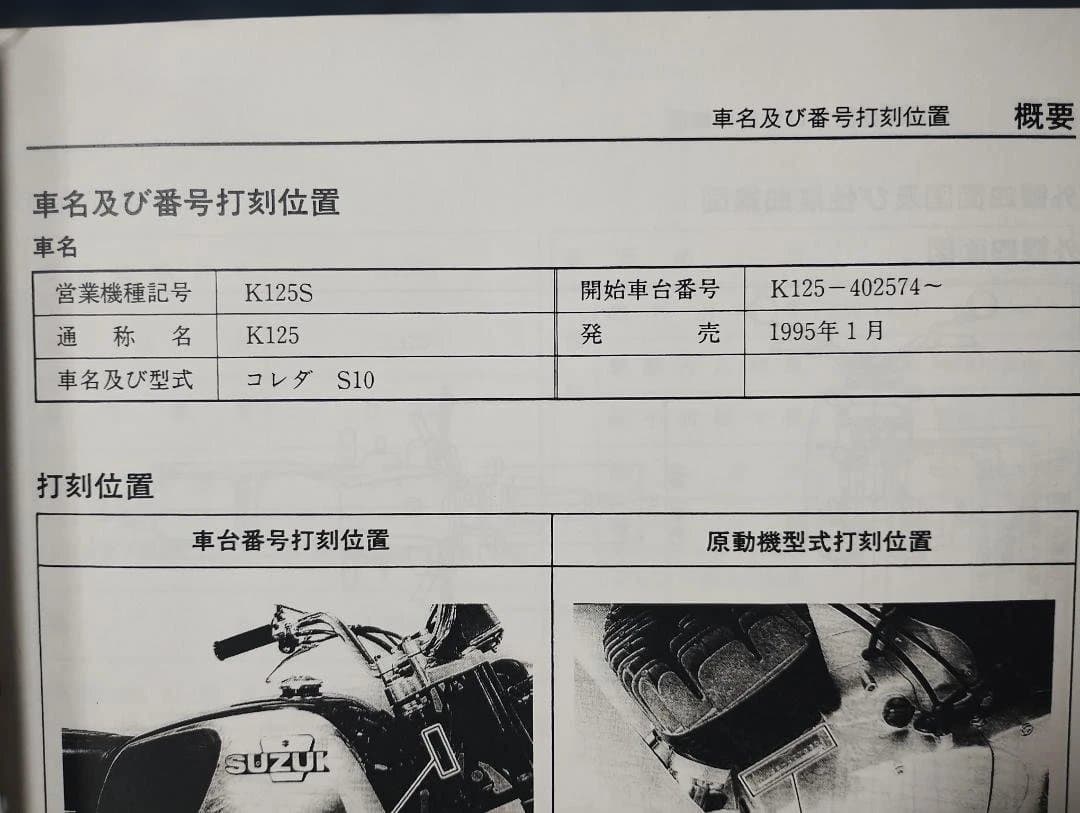 SUZUKI K125 サービスマニュアル 1995年発行