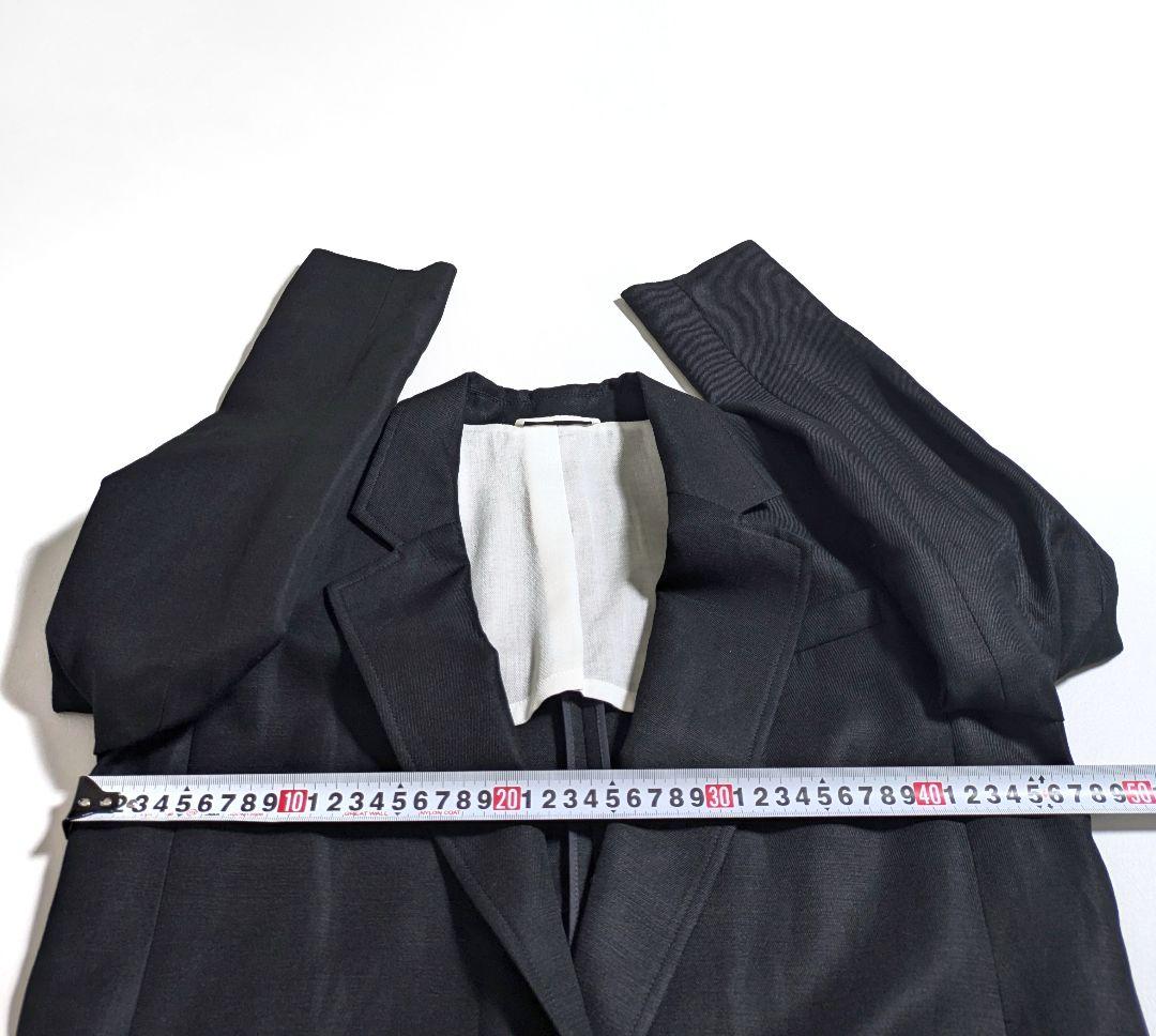 マカフィー／日本製 シルクリネン ロング丈テーラードジャケット オケージョン 黒