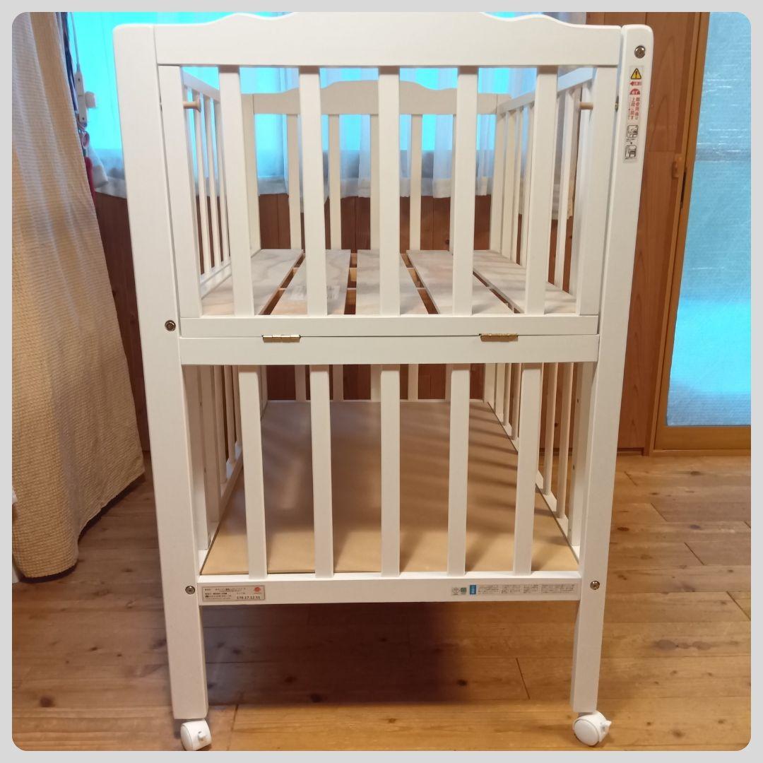 《送料無料❣️1点限り❣️》大和屋　ベビーベット　Wオープン腰楽ハイミニベッドN