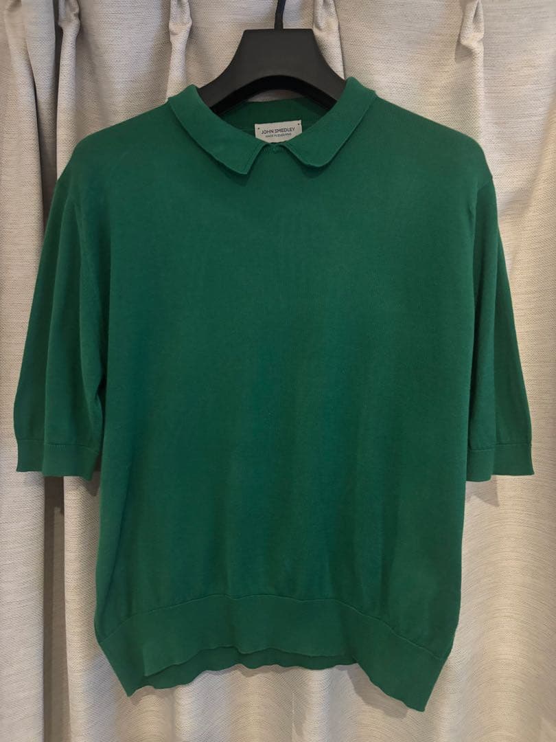 ジョンスメドレー 半袖ニットアンサンプル グリーン 海島綿　イギリス製　極美品