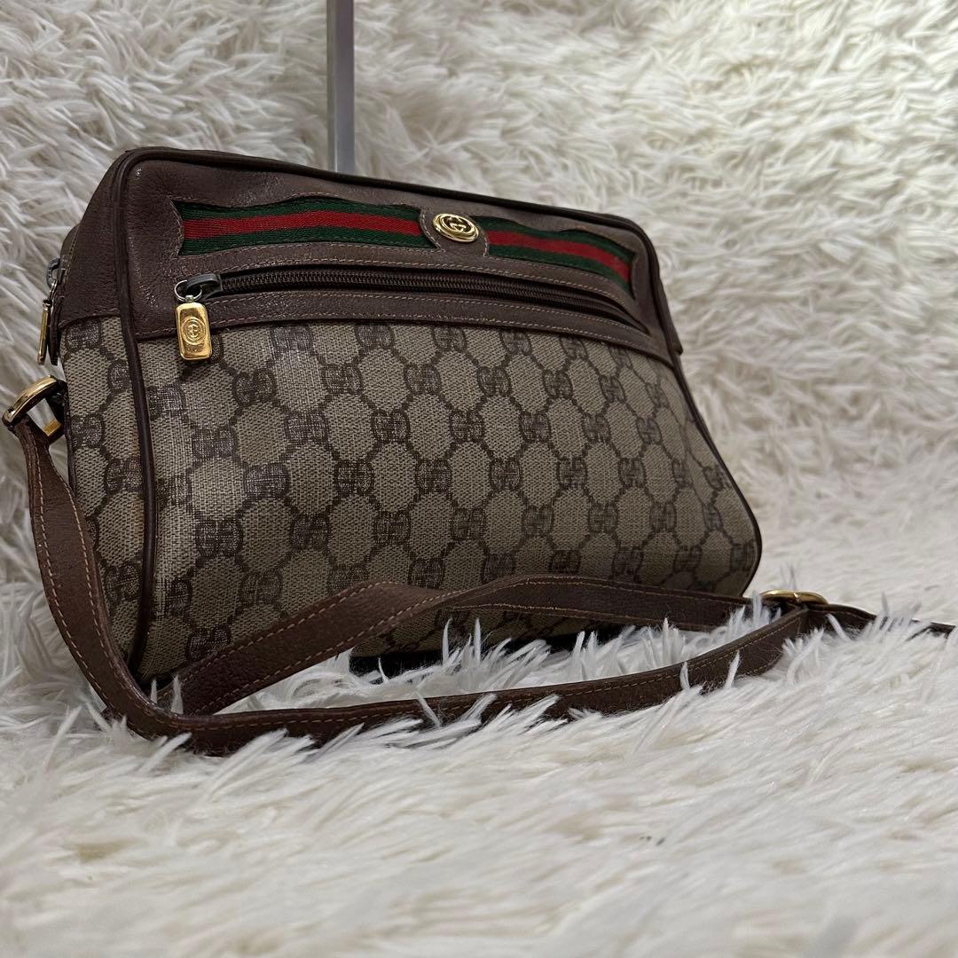 値下げ オールドグッチ GG 総柄 レザー ショルダーバッグ シェリーライン