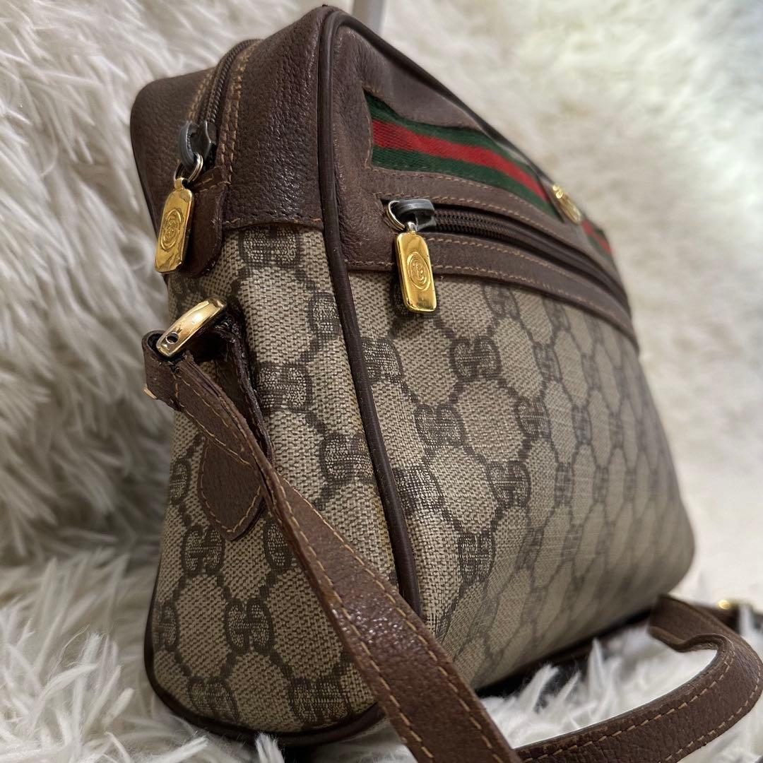 値下げ オールドグッチ GG 総柄 レザー ショルダーバッグ シェリーライン