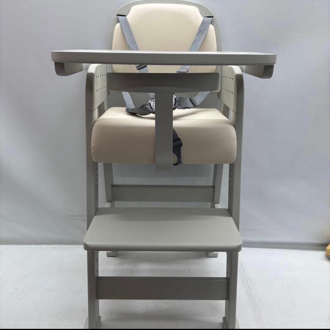 タンスのゲン高さ調節11段階 座面スライド テーブル付ベビーチェア/アイスグレー