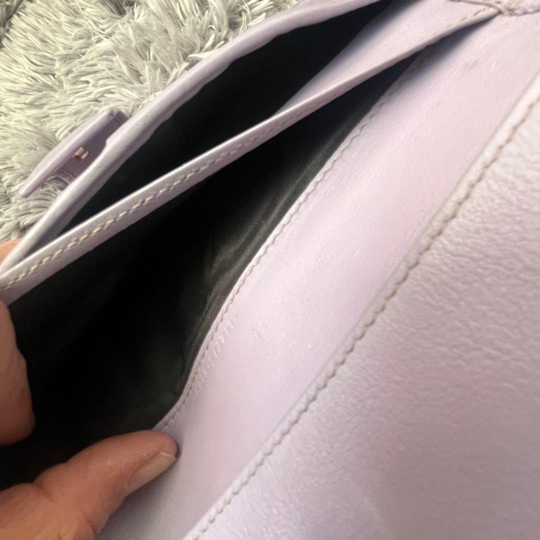 GUCCI✨GGキャンバス ライトパープル　長財布　ロゴプレート　Wホック