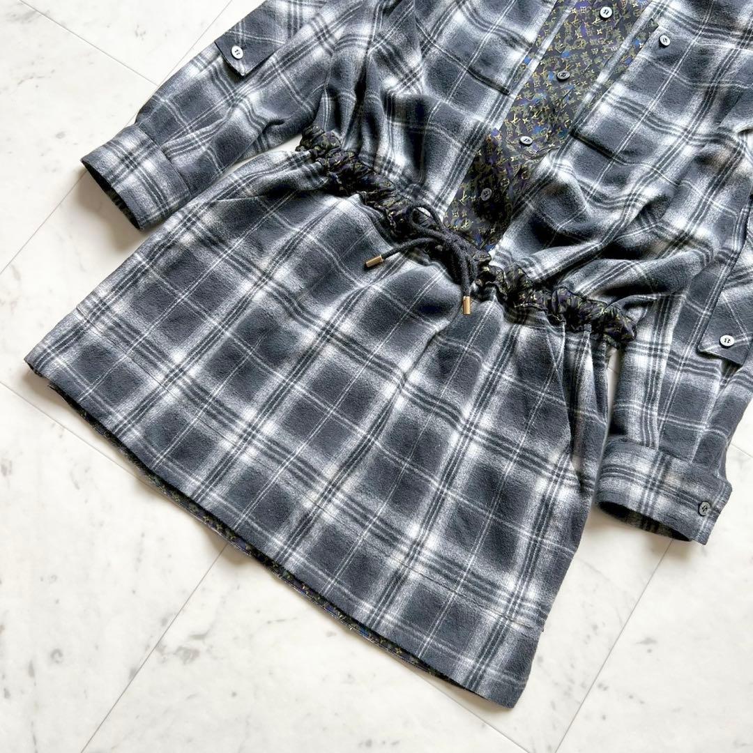 LOUIS VUITTON チェック モノグラム ウエスト絞り シャツワンピース