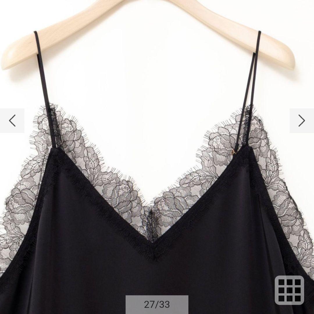 25年AWウォッシャブルトリミングレースサテンキャミワンピース