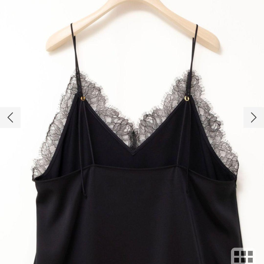 25年AWウォッシャブルトリミングレースサテンキャミワンピース