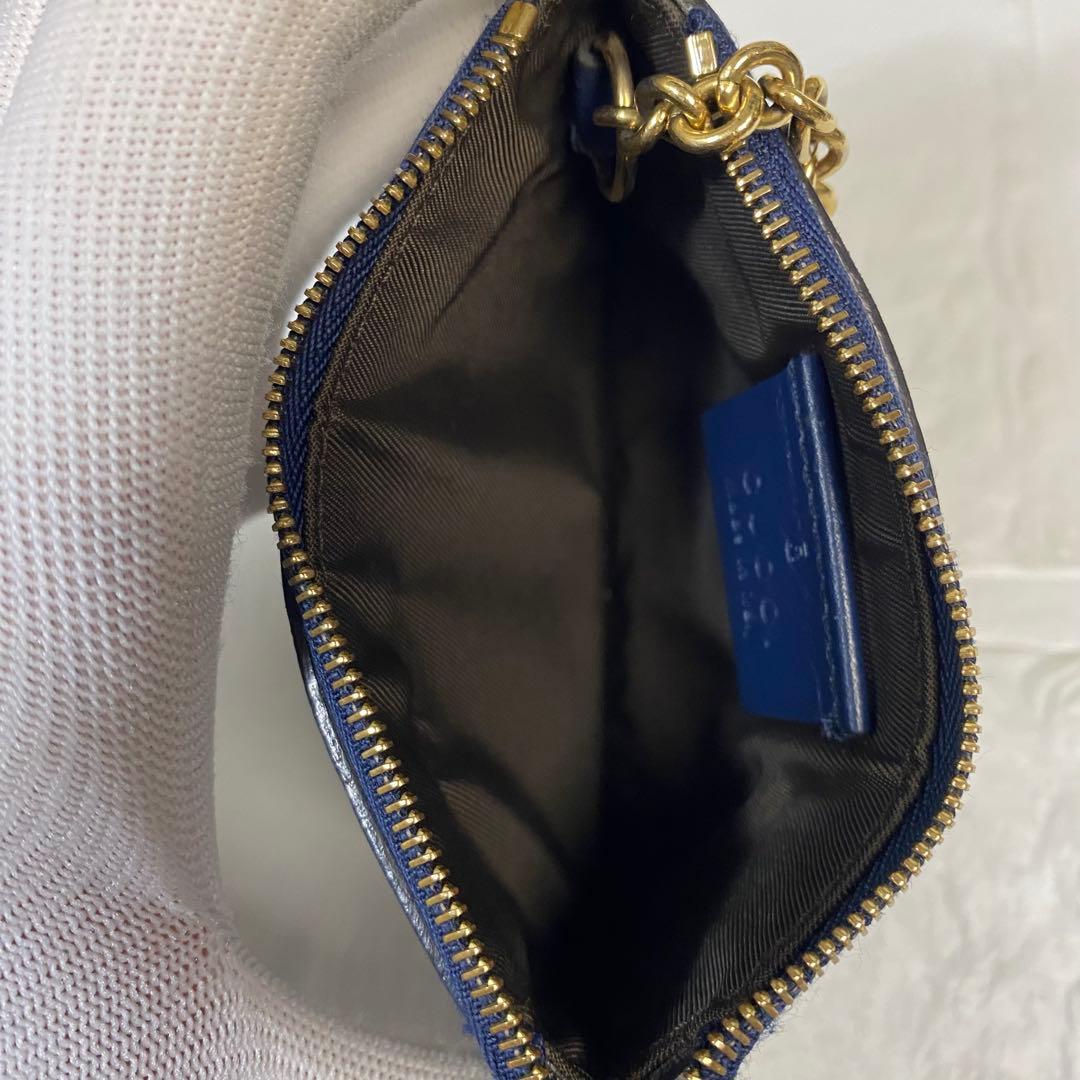 【美品】GUCCI グッチ シマレザー　ケース 小銭入れ ネイビー