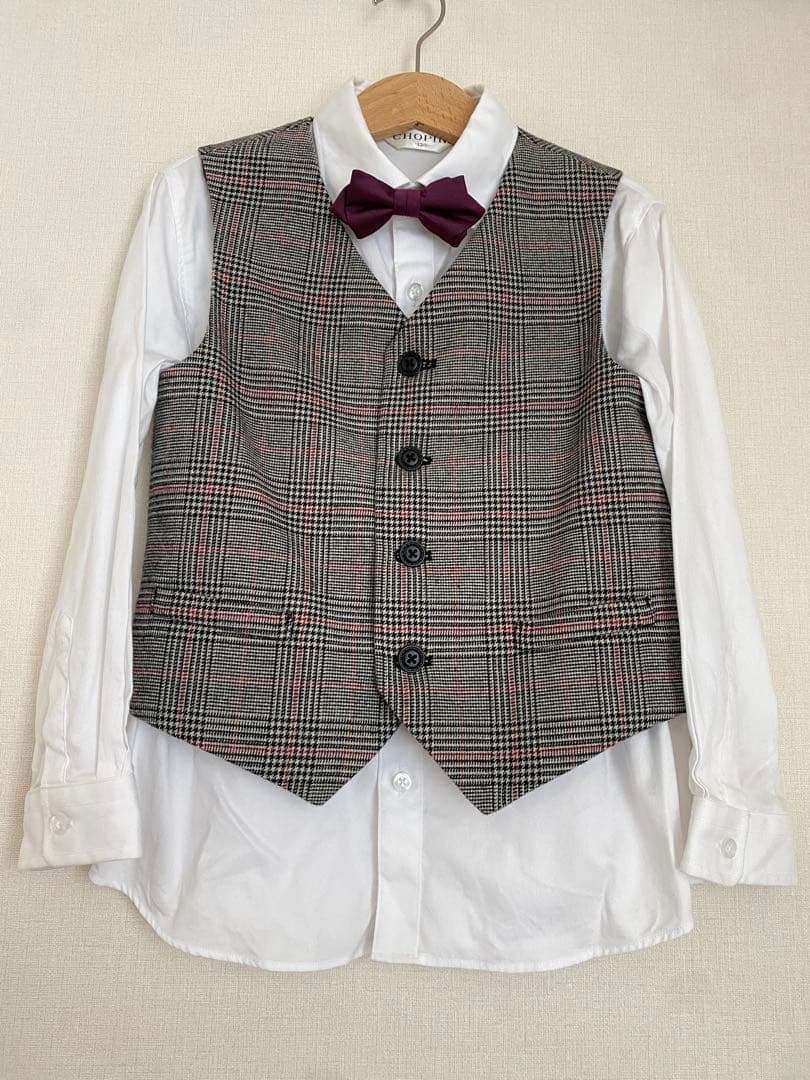 CHOPIN 黒ピンストライプ スリーピースロングパンツスーツ 120サイズ