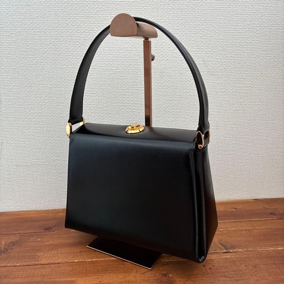 【美品】濱野皮革工藝 hamano 冠婚葬祭　フォーマルバッグ 黒　レザー