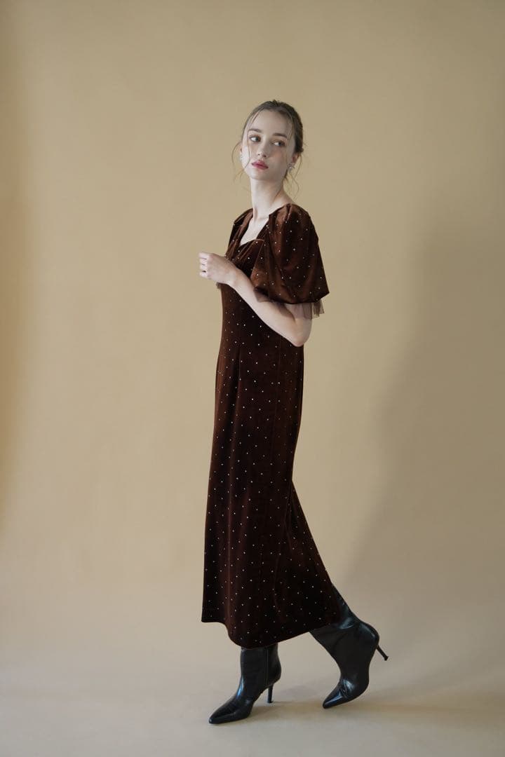 新品タグ付き　acka bijou dot velours dress
