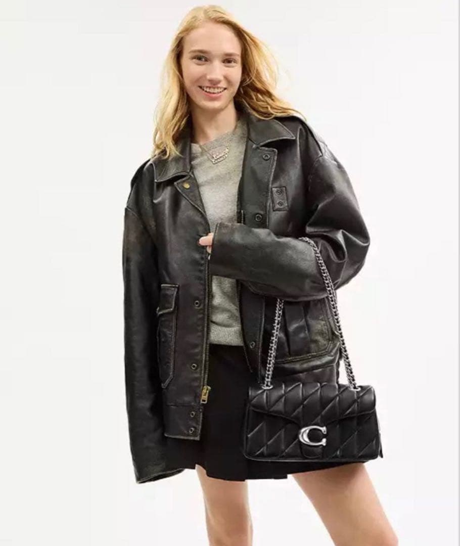 【新品】COACH タビー ショルダー バッグ 26・キルティング　シルバー