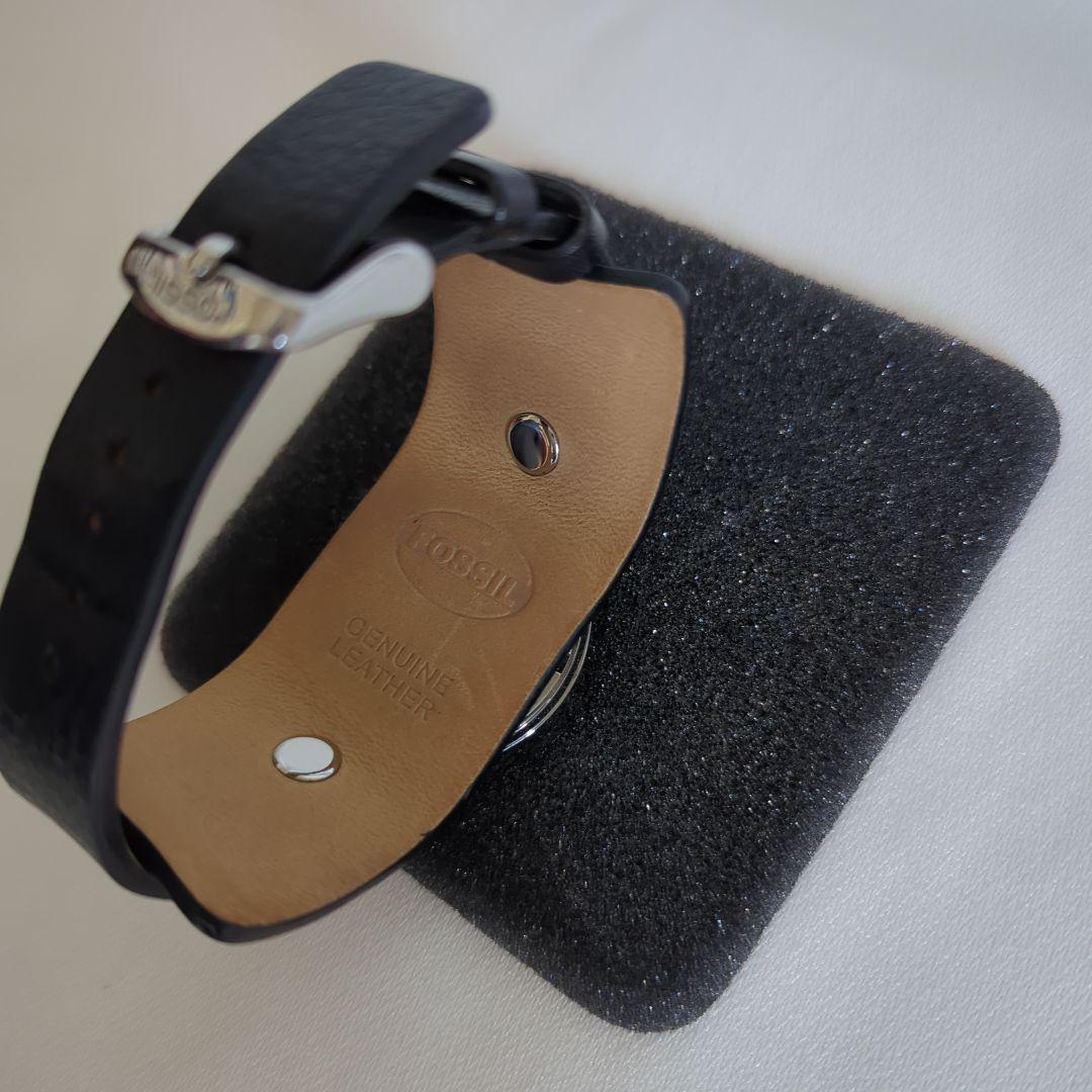 フォッシルFOSSIL BIG TIC腕時計レザーブラック美品