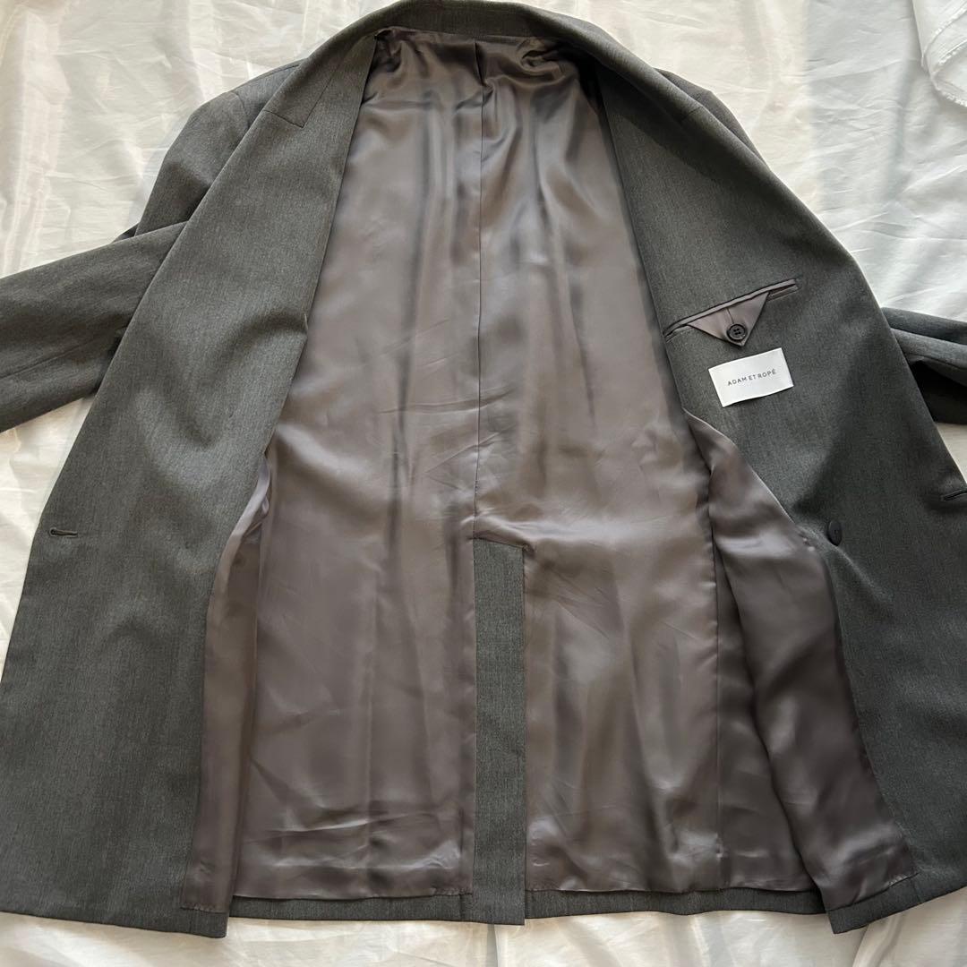 美品【アダムエロペ】ダブルブレスト テーラード オーバー ジャケット グレー38