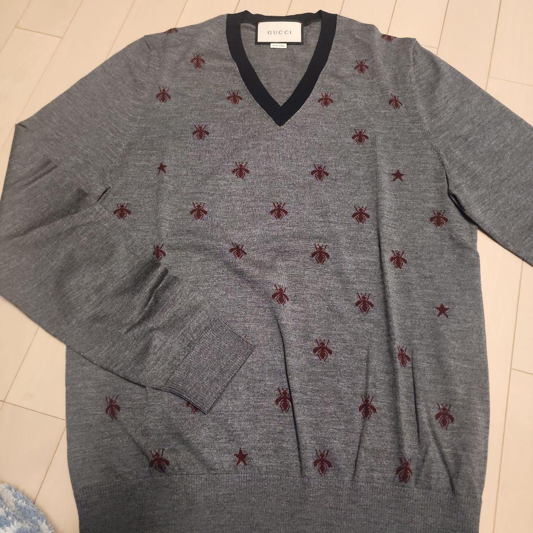 GUCCI グレー Vネックニット