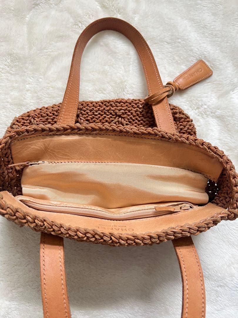 ベカシャネル　編み込みバッグ　ヌメ革