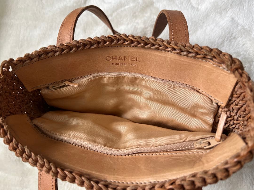 ベカシャネル　編み込みバッグ　ヌメ革