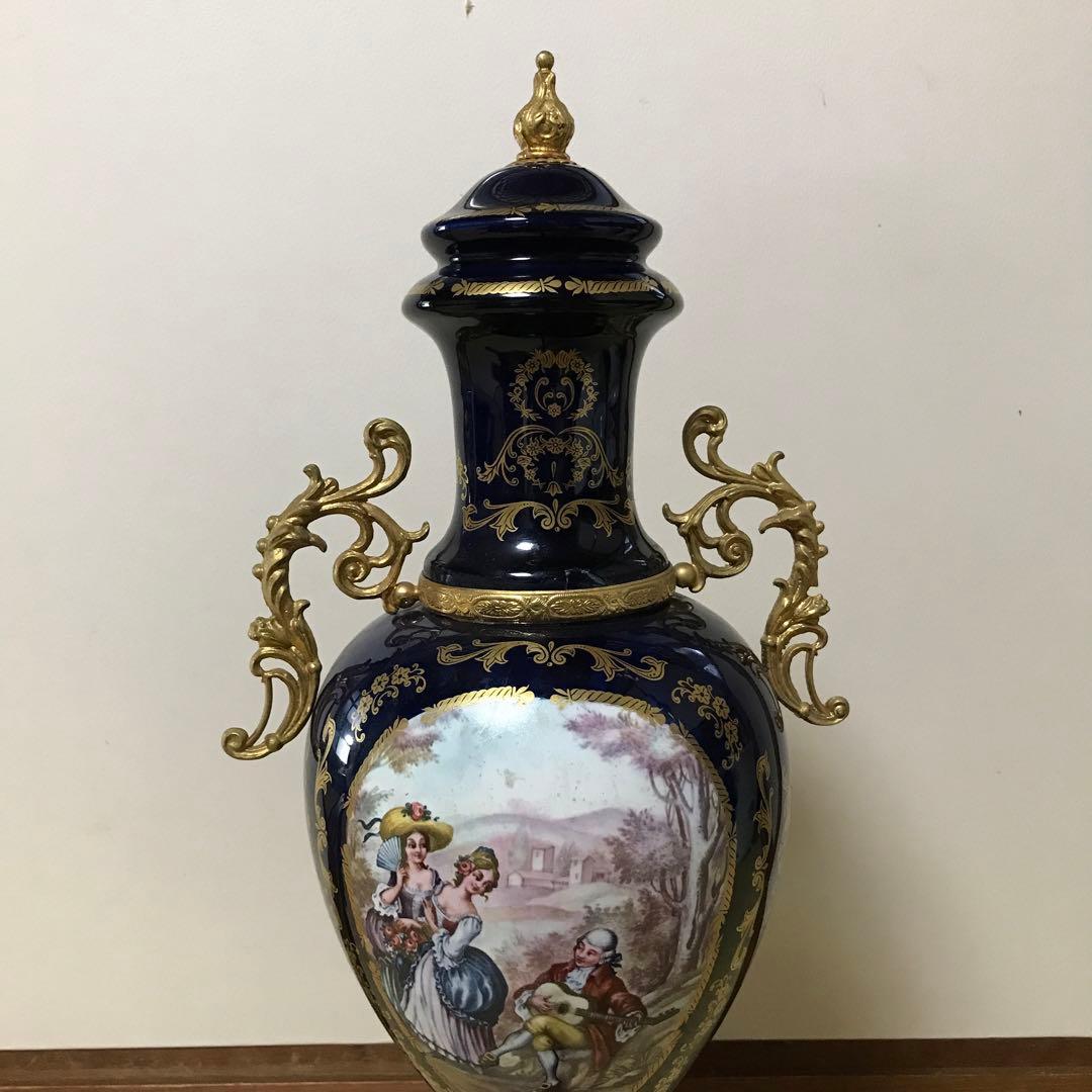 金彩 西洋花瓶 色絵花瓶 飾り壺 高約51cm