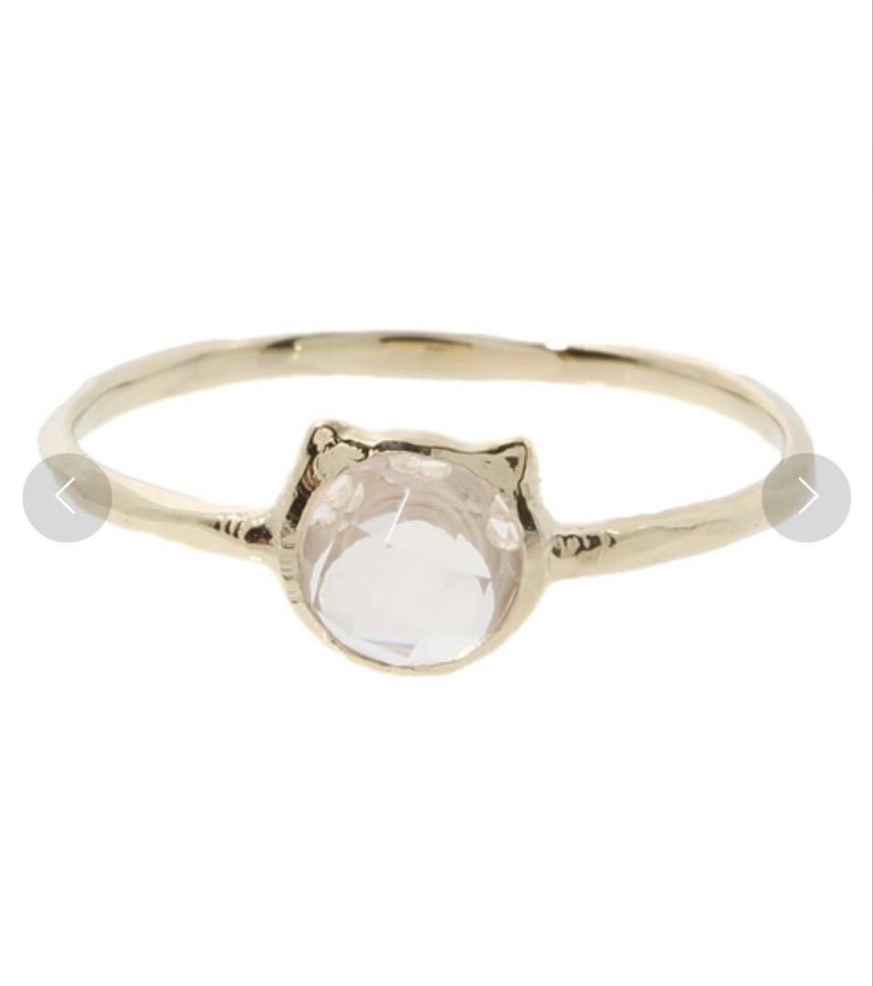 ツモリチサト ジュエリー K10イエローゴールド ネコリング<ローズクォーツ>