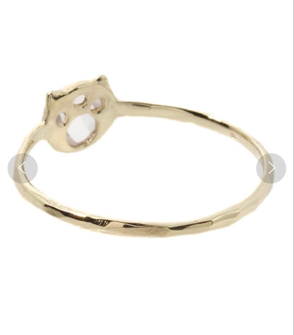 ツモリチサト ジュエリー K10イエローゴールド ネコリング<ローズクォーツ>