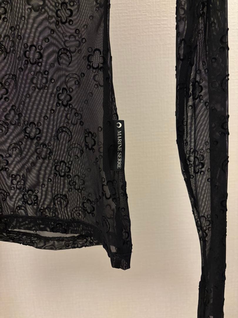 MARINE SERRE メッシュフロック ハイネックトップ