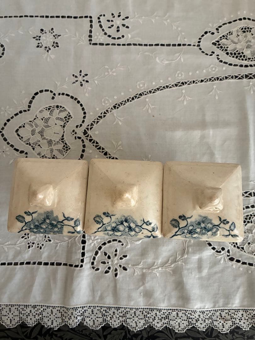 フランス　アンティーク　陶器　キャニスター　小さめ