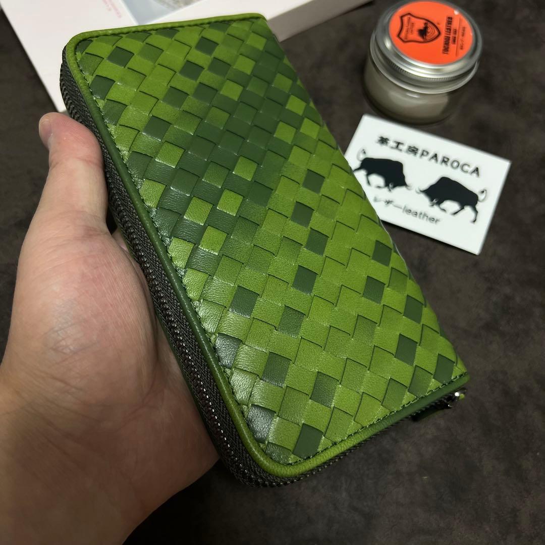 イタリアンレザー ハンドメイド 牛革本革 男女兼用&手作り&ラウンドファスナー