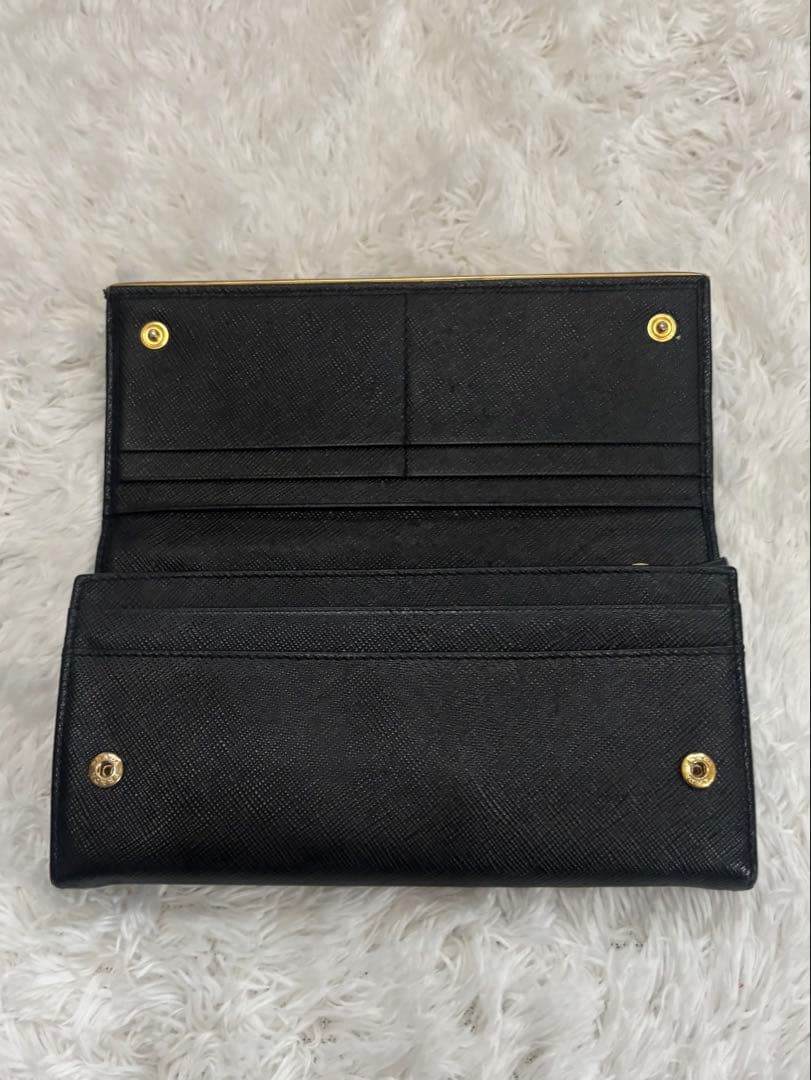 美品 PRADA プラダ パスケース付き 1MH132 ロングウォレット 黒